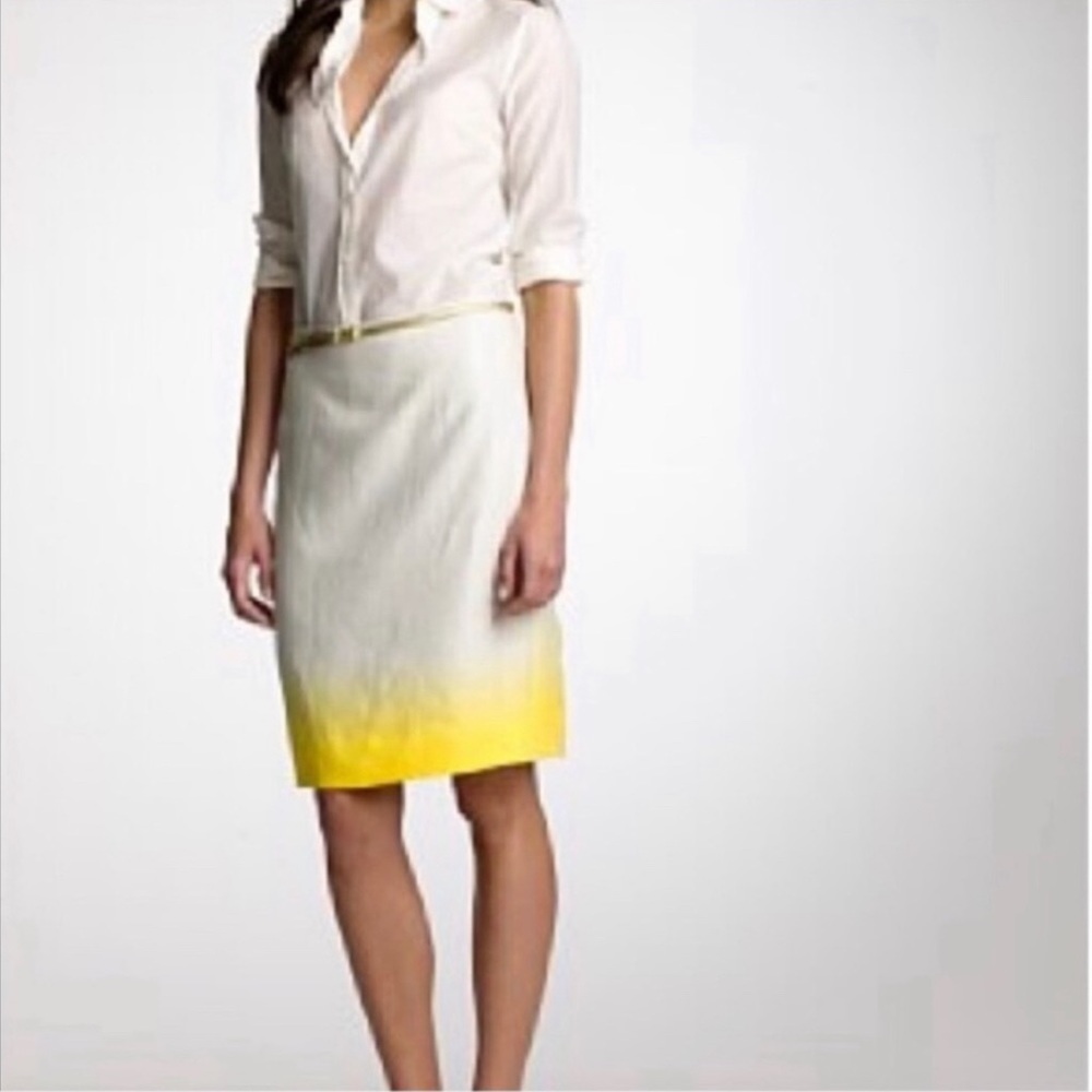 J. Crew White and Yellow Ombre Linen Skirt